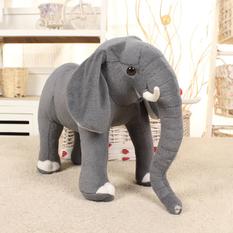 Simulation Elephant Plush Toy Grey Soft Room Décor
