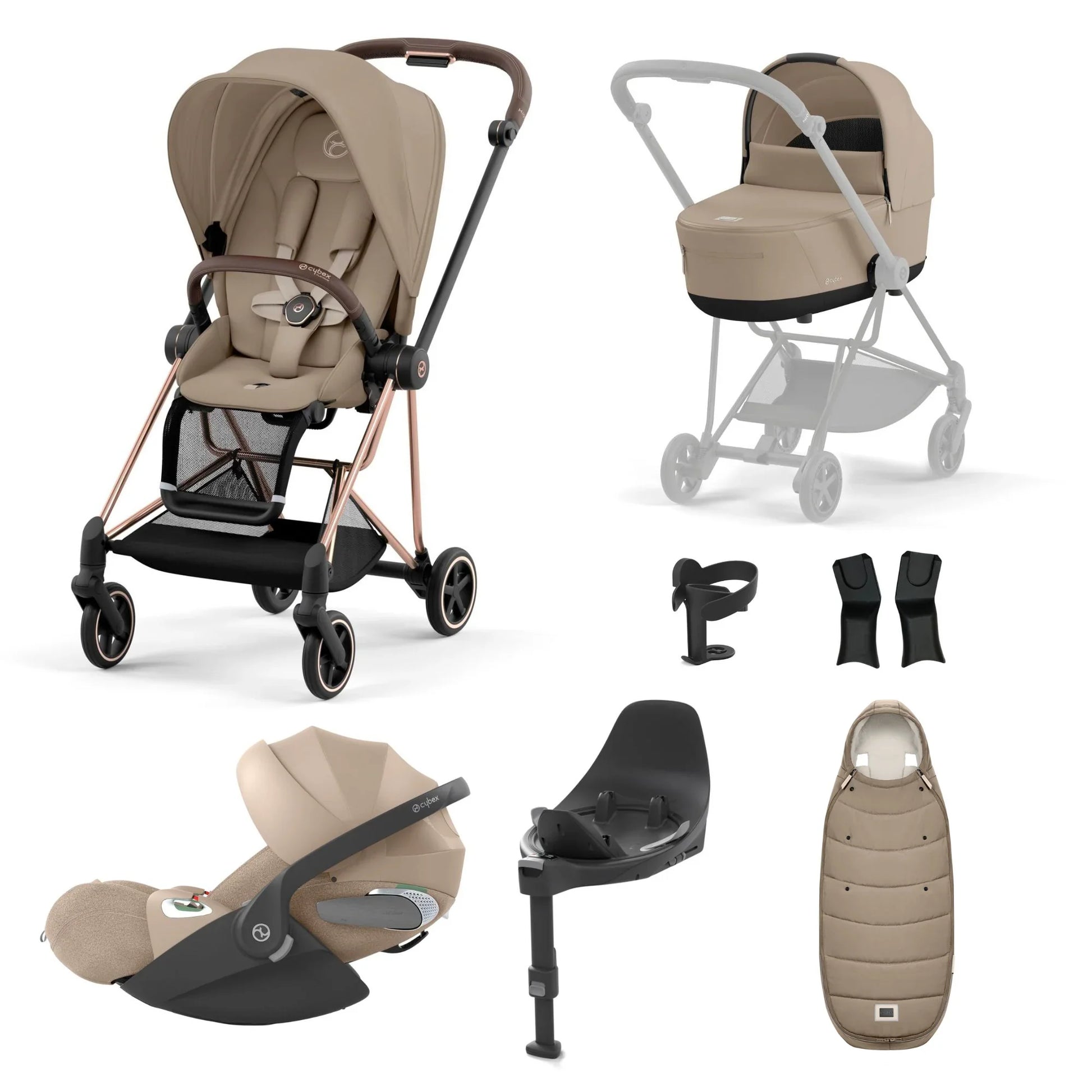 Cybex Mios Cozy Beige + Cloud-G car seat (Bassinet, Base G & Adapters are optional)