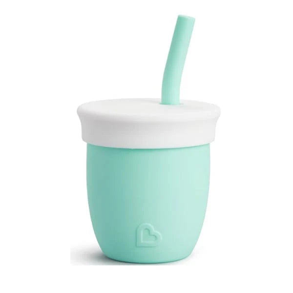 Munchkin - C'est Silicone Open Training Cup With Straw For Babies - And Toddlers - 6m+ - Mint
