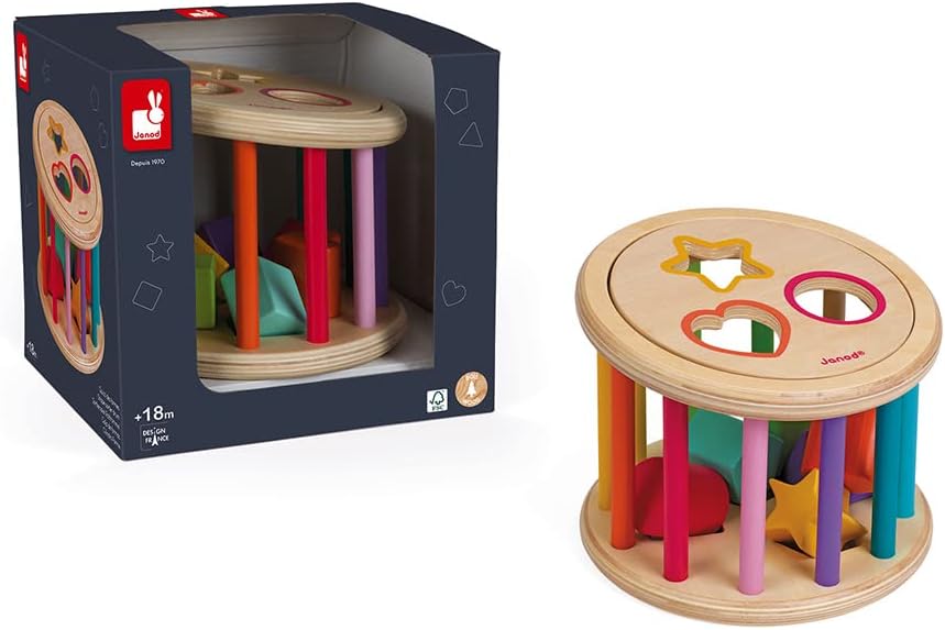Janod - I wood Shape - Sorter Drum - Wooden