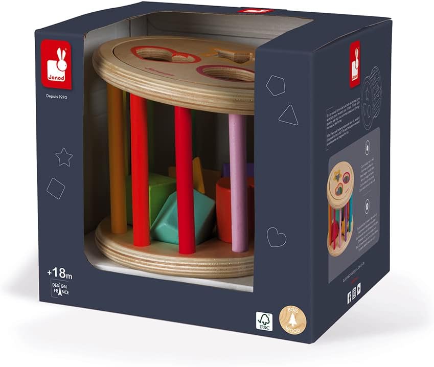 Janod - I wood Shape - Sorter Drum - Wooden
