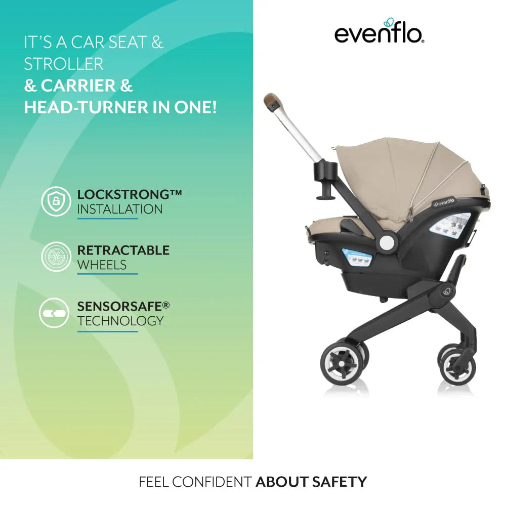 EVENFLO SHYFT DUALRIDE CARSEAT + STROLLER CHAMPAGNE