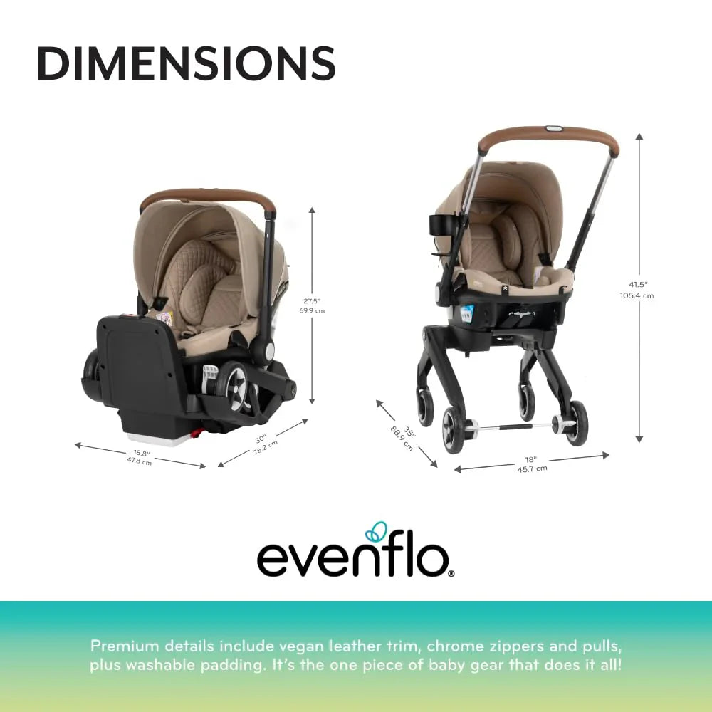EVENFLO SHYFT DUALRIDE CARSEAT + STROLLER CHAMPAGNE