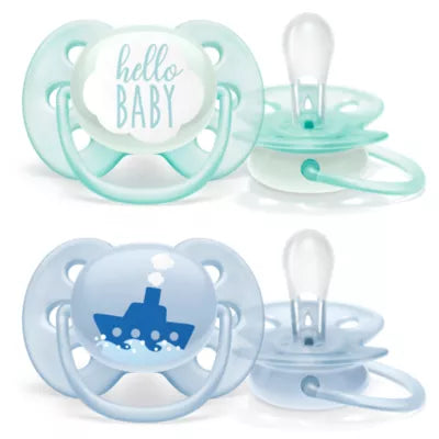 AVENT 2 DECO ULTRA SOFT SOOTHERS - 0-6M BOY