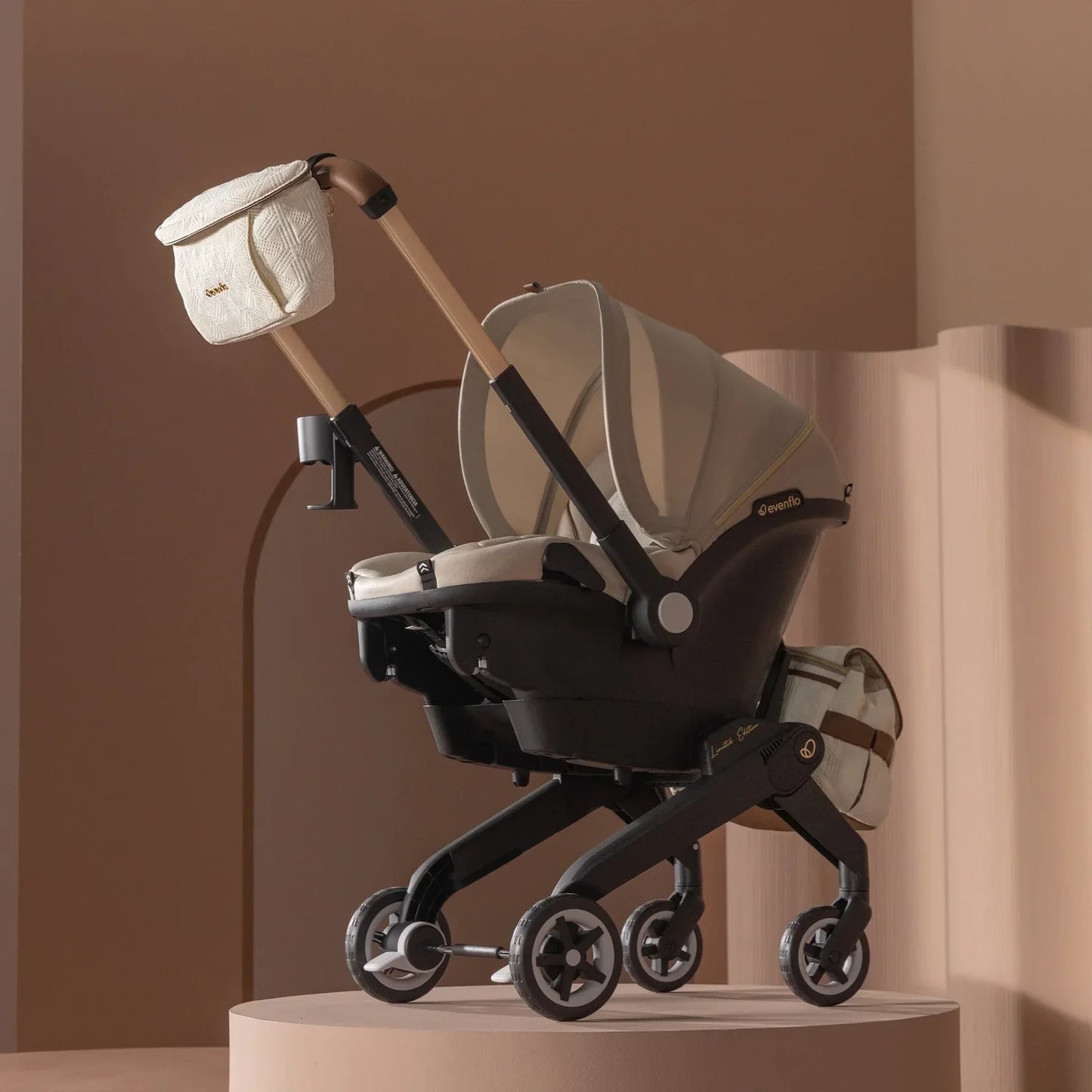 EVENFLO SHYFT DUALRIDE CARSEAT + STROLLER CHAMPAGNE