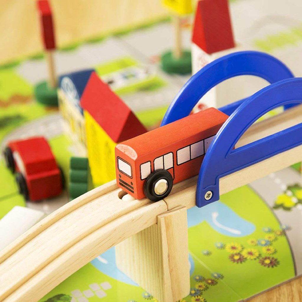 Tumama Kids - Wooden Rail Overpass - Track Set