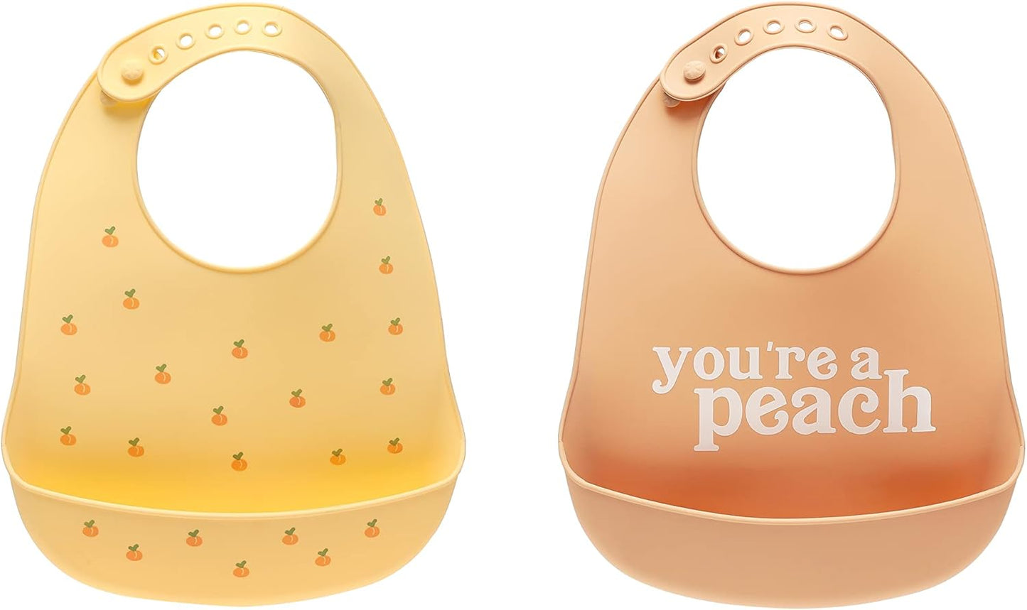 Pearhead - Silicone Bib Set Of 2 - You're A Peach