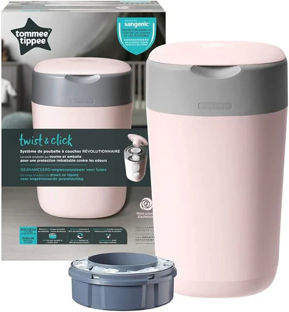 Tommee Tippee Twist and Click Nappy Bin,
Includes 1x Refill Cassette -
Pink