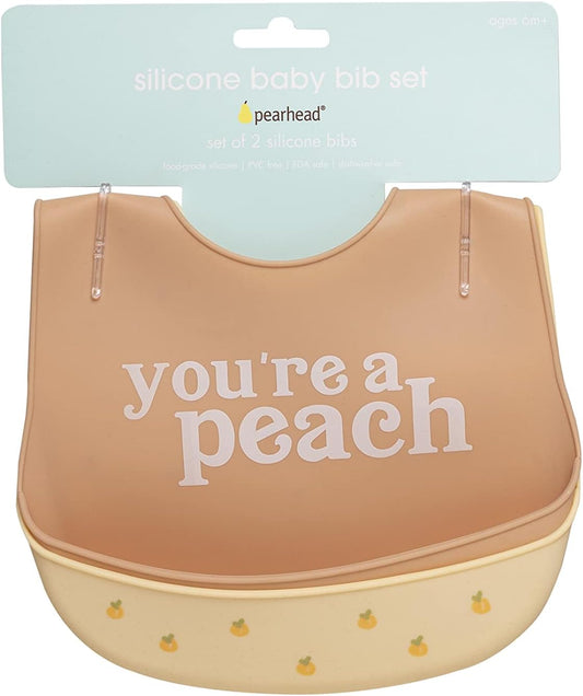 Pearhead - Silicone Bib Set Of 2 - You're A Peach