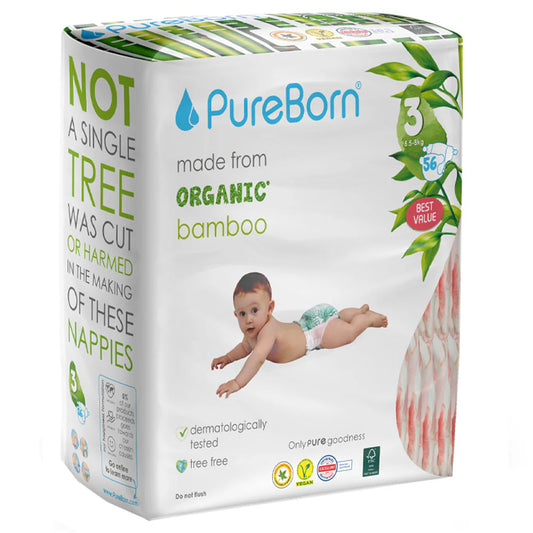 Pureborn - Organic Bamboo Diapers - Size 3
