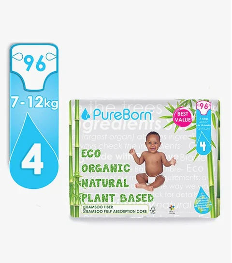 Pureborn - Organic Bamboo Diapers - Size 4