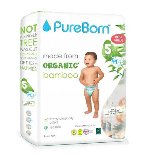 Pureborn - Organic Bamboo Diapers - Size 5