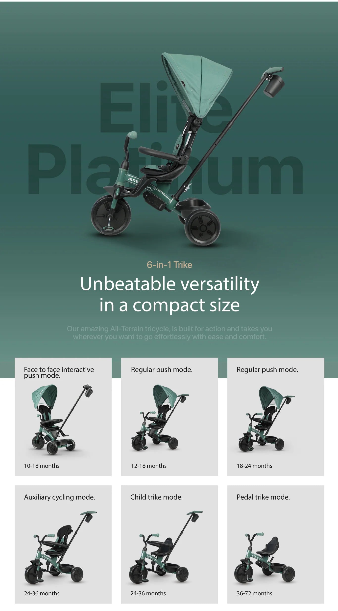 Q Play - Elite Platinum Child Trycicle Reversing Seat - Green