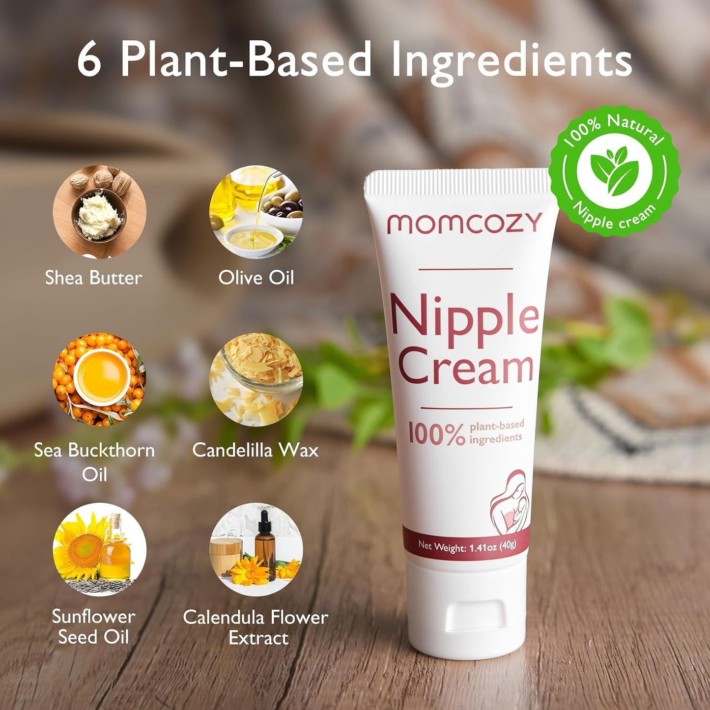 Momcozy - Nipple Cream Vegan - Lanolin-Free - Butter Natural