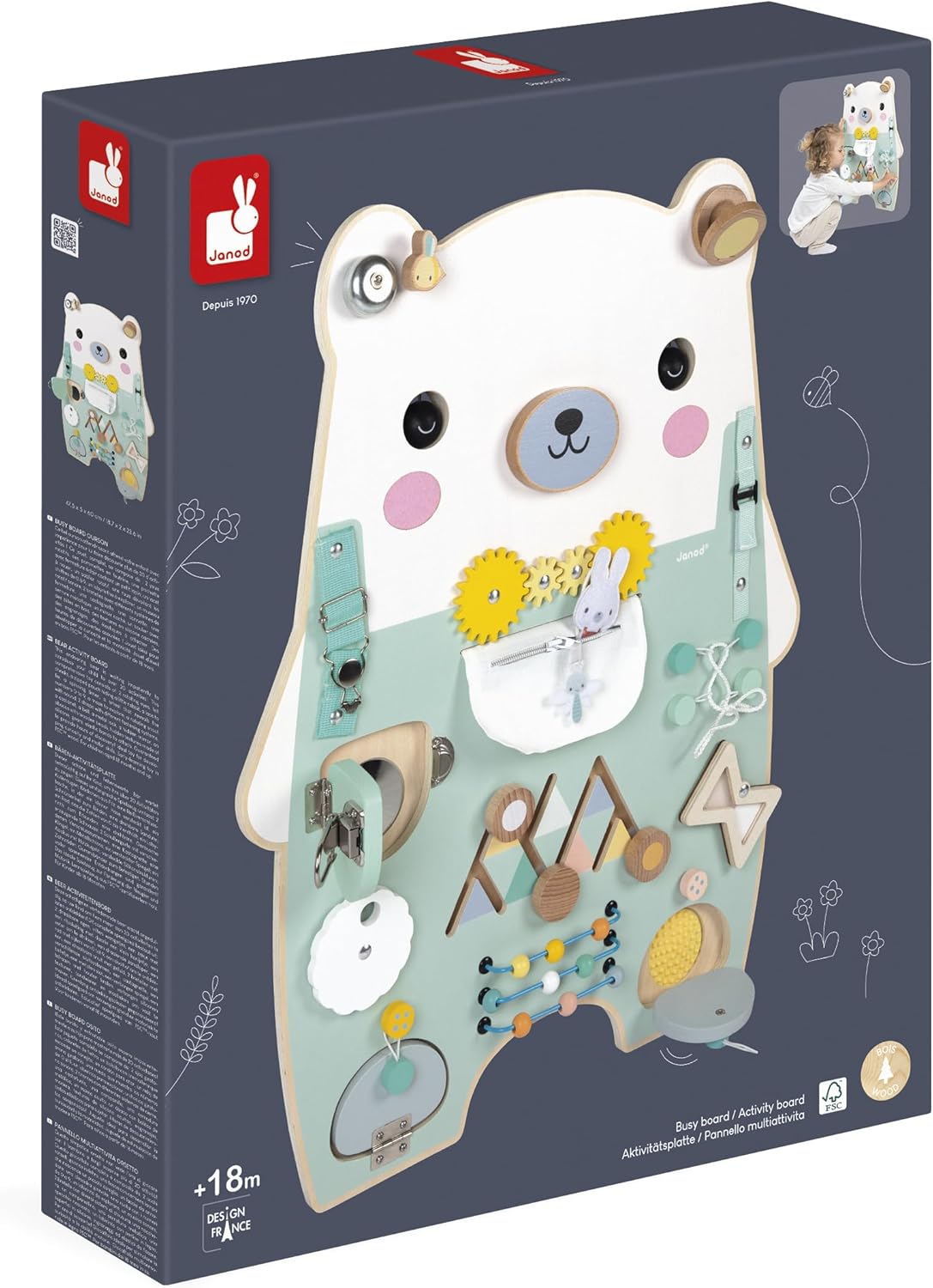 Janod - Pure Wooden Bear - Busy-board