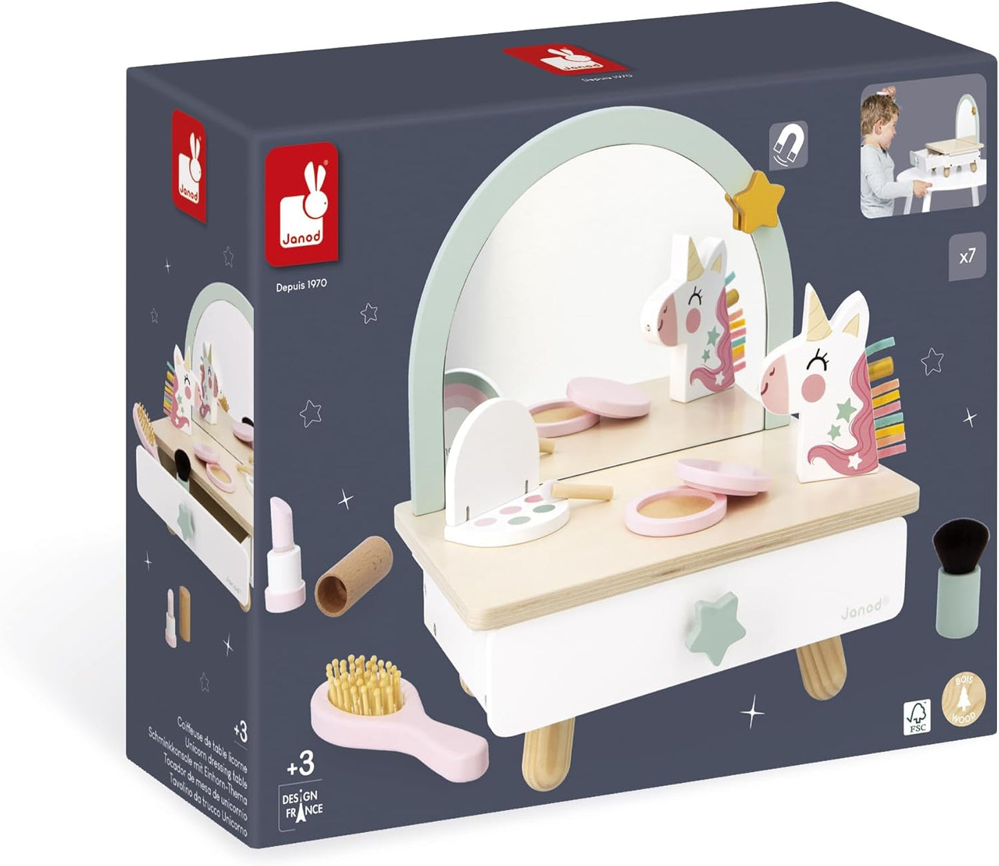 Janod - Unicorn Wooden Dressing - Table
