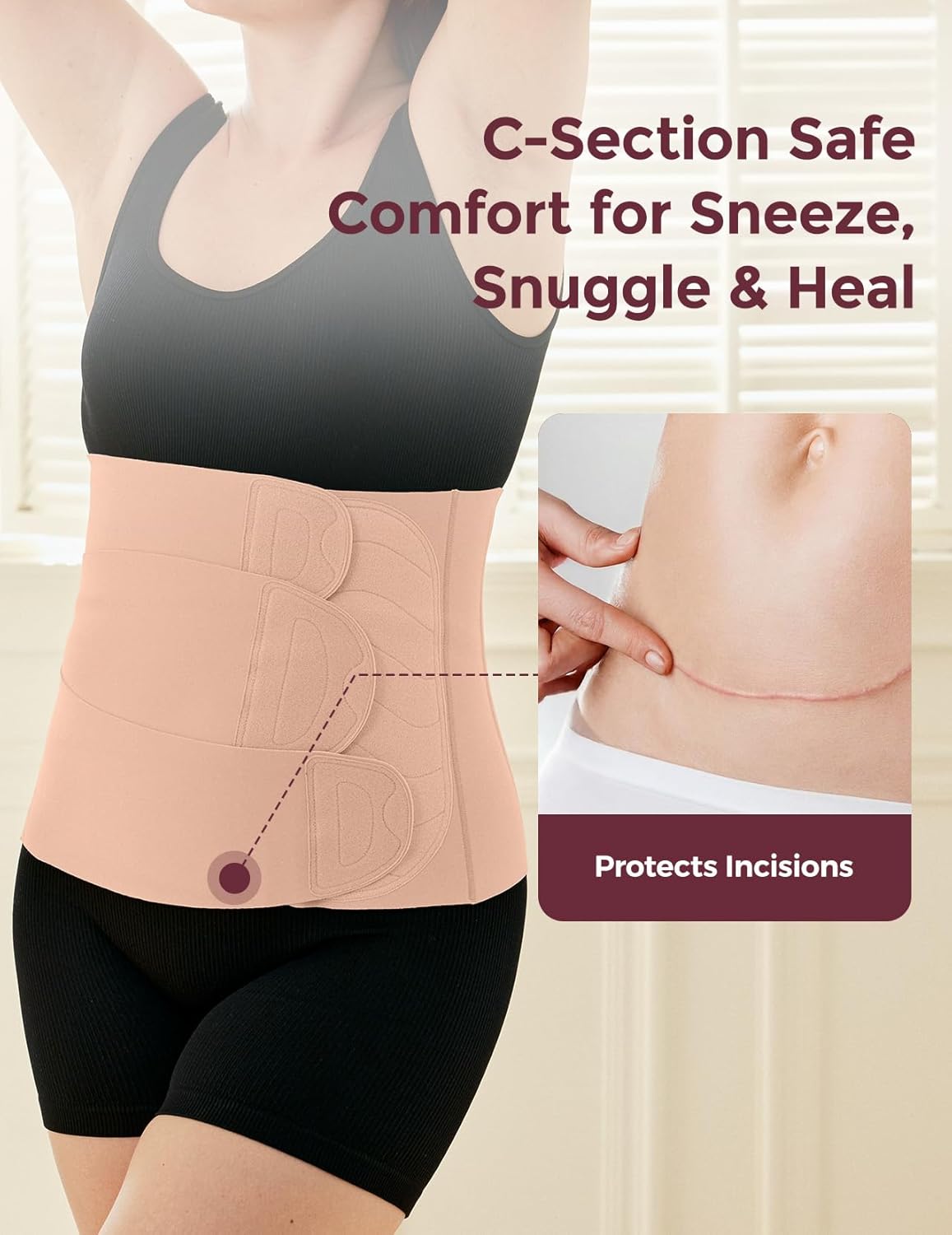 Momcozy - Ergowrap Pink (L) Postpartum Belly Band - Oyster