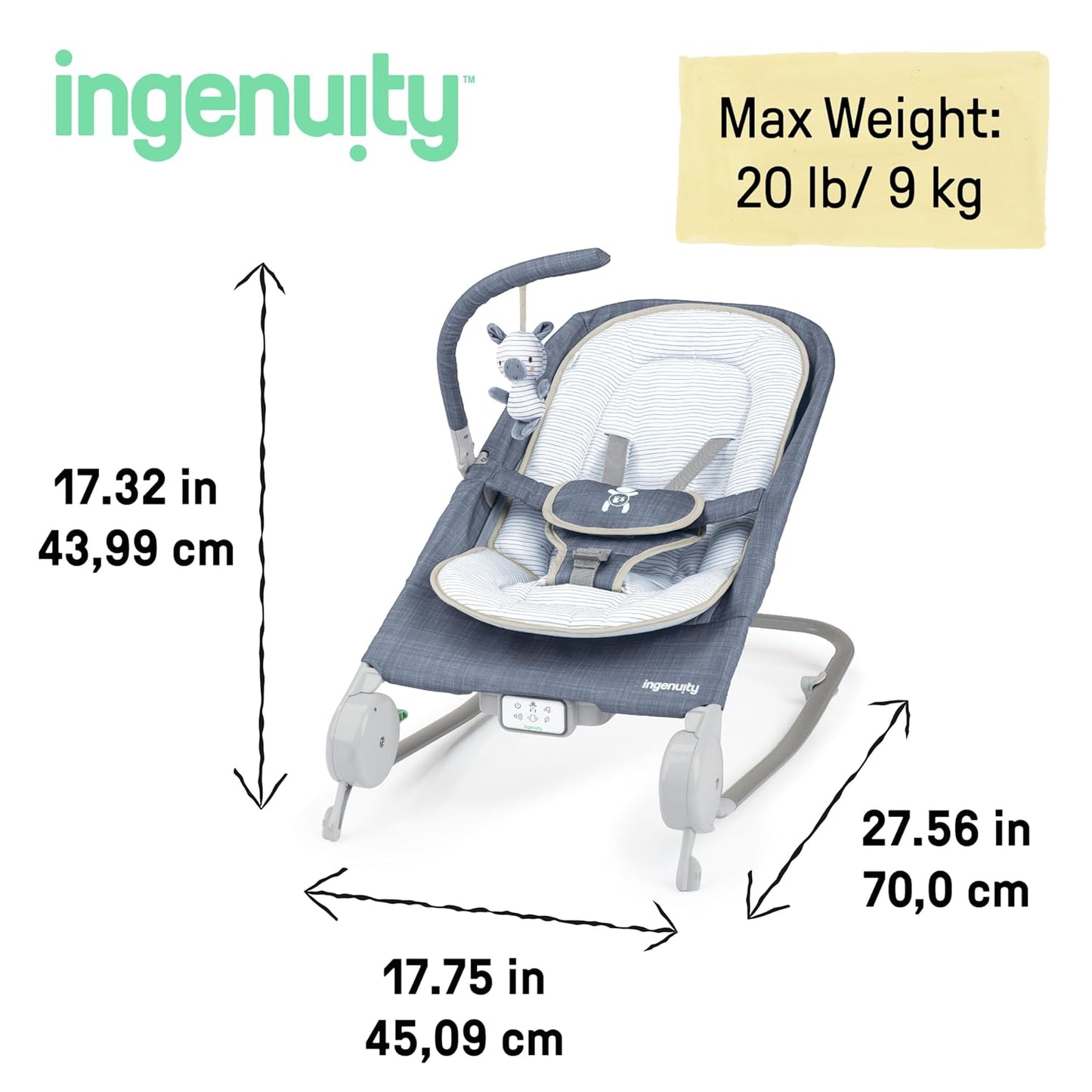 Kids2 - Ingenuity Happy Belly Rocker - Chambray