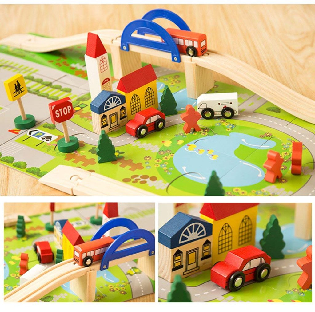 Tumama Kids - Wooden Rail Overpass - Track Set