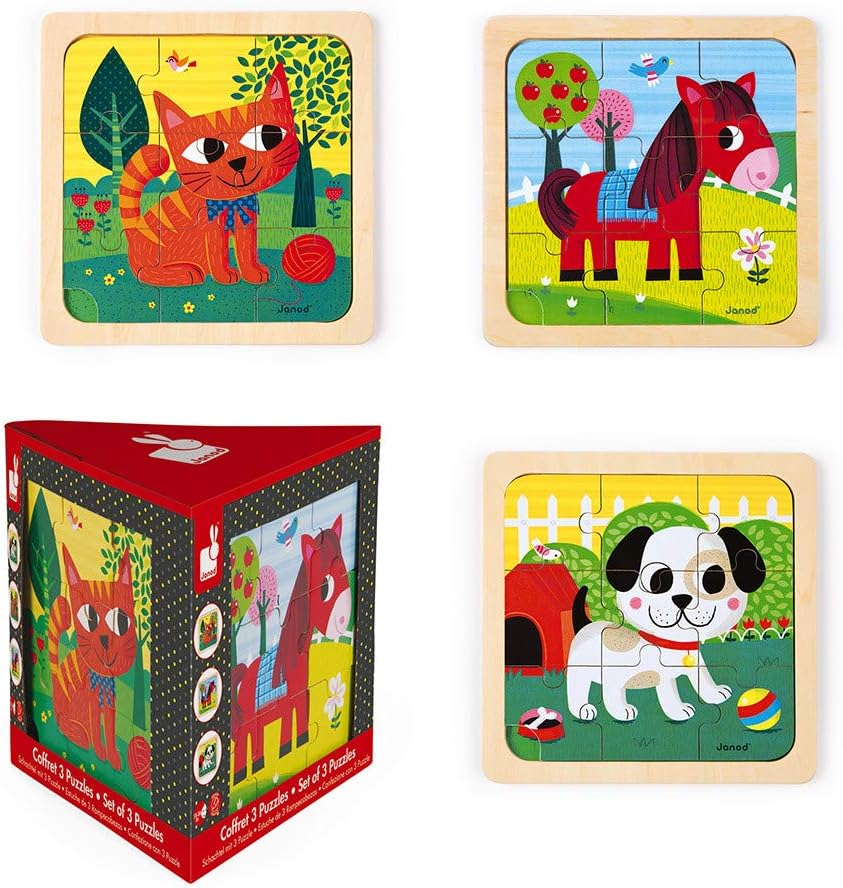 Janod Set of 3 Puzzles Tornado Titus Felix 9