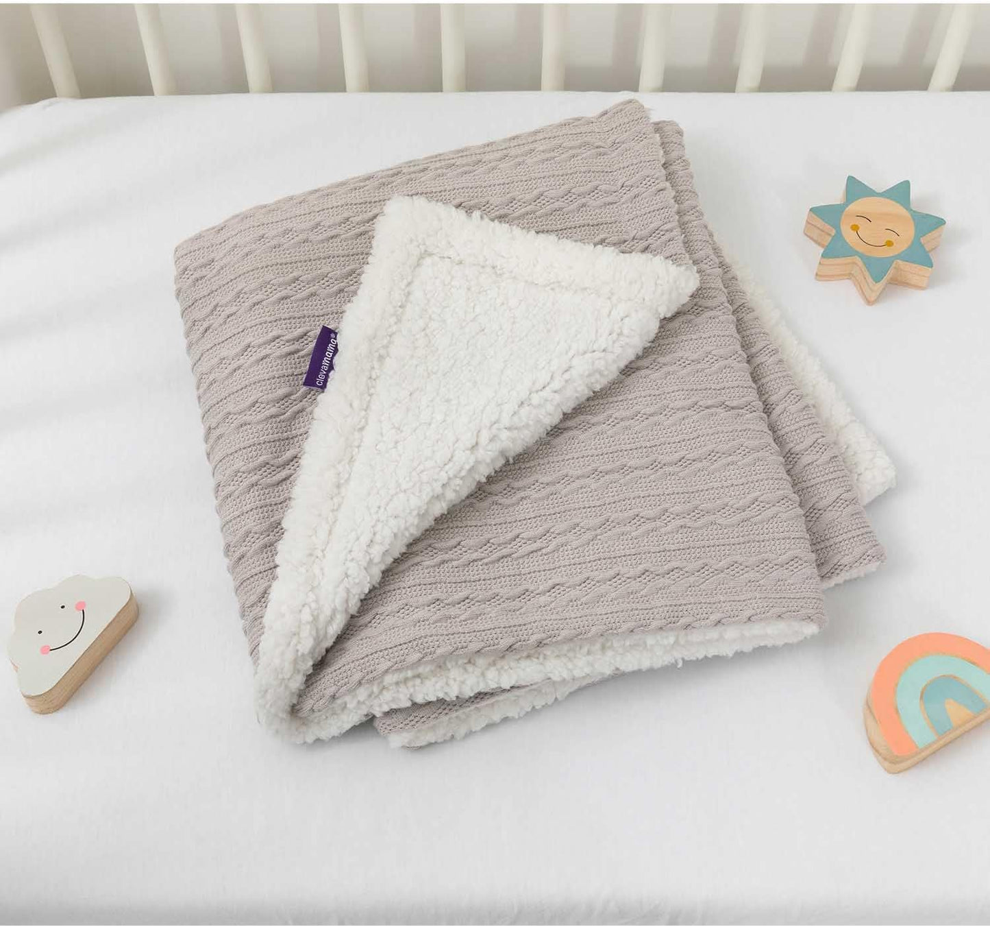 Clevamama - Luxe Sherpa Baby Blanket - 75*100cm Grey