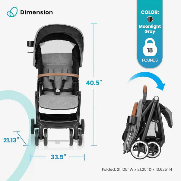 EVENFLO GOLD OTTO SELF-FOLDING TRAVEL STROLLER MOONSTONE GRAY