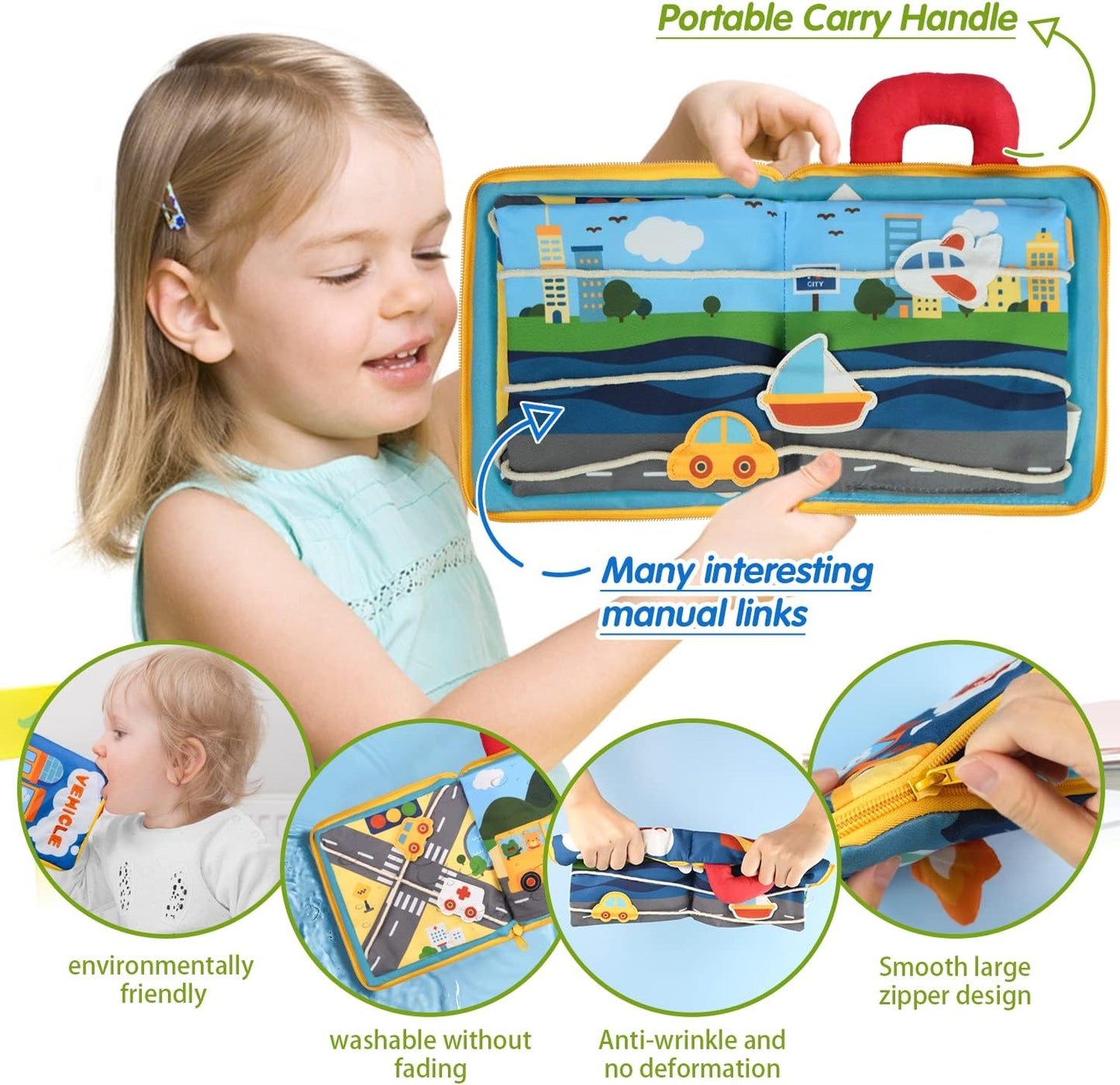 Tumama Kids - Baby Quiet Book - Vehicle Cloth Book