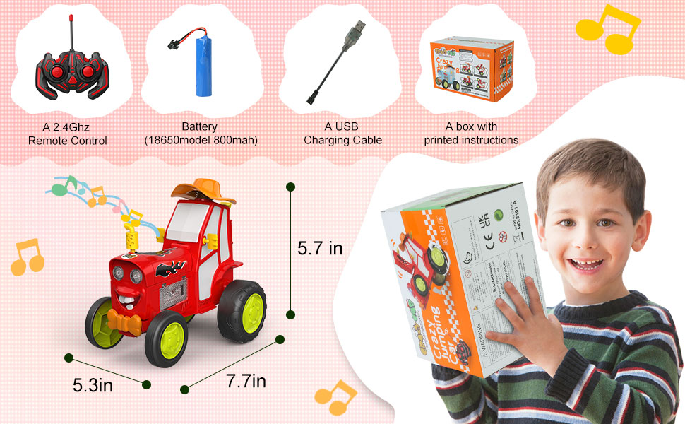 Tumama Kids - Crazy Jumping Car With Led Light - Music&Reachargeable Battery