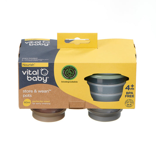 Vital Baby Nourish store & wean' pots 60ml 6pk - natural