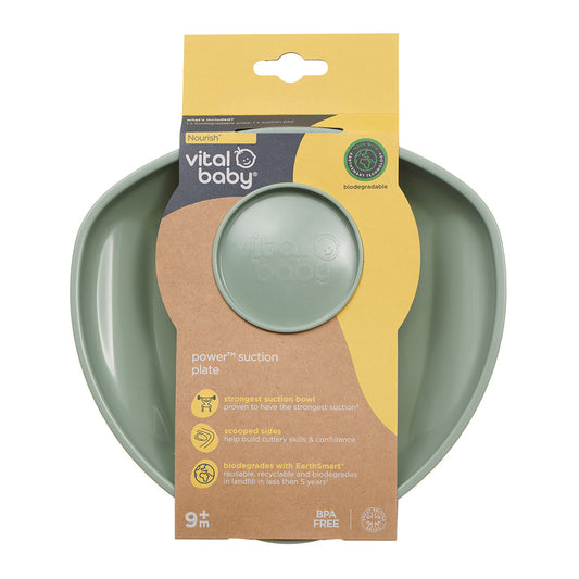 Vital Baby Nourish power' suction plate - natural moss