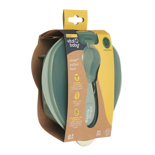 Vital Baby Nourish power' suction bowl - natural moss