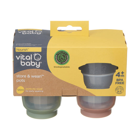 Vital Baby Nourish store & wean' pots 120ml 4pk - natural
