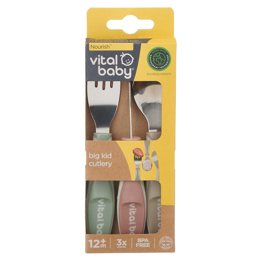 Vital Baby Nourish big kid cutlery 3pk - natural