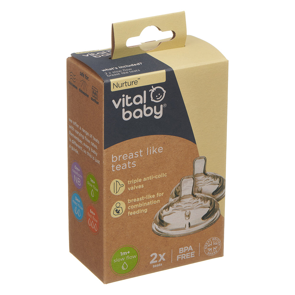 Vital Baby Nurture breast like teats slow flow 2pk