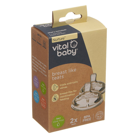 Vital Baby Nurture breast like teats slow flow 2pk