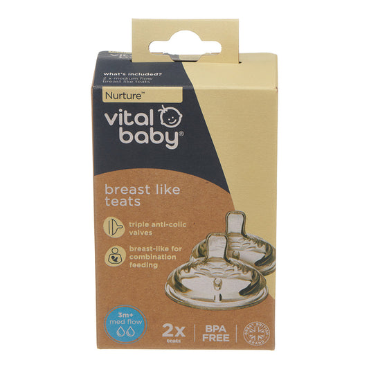 Vital Baby Nurture breast like teats medium flow 2pk