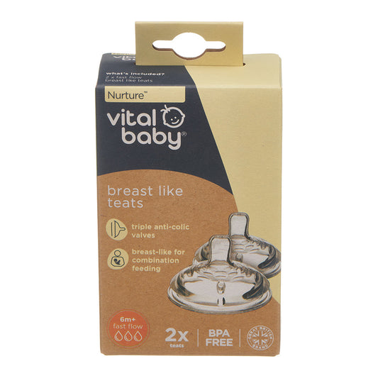 Vital Baby Nurture breast like teats fast flow 2pk