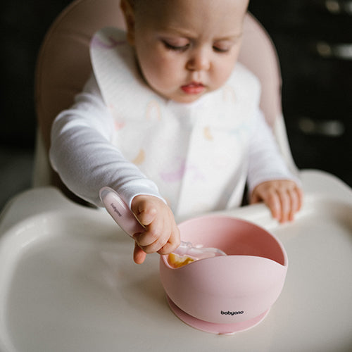 BabyOno - Silicone Flexible Spoon - Light Pink