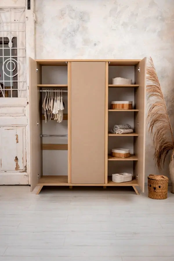 Faktum - Sienna Baby Wardrobe Modern Push - Open Children's Storage Cabinet - Cappucino
