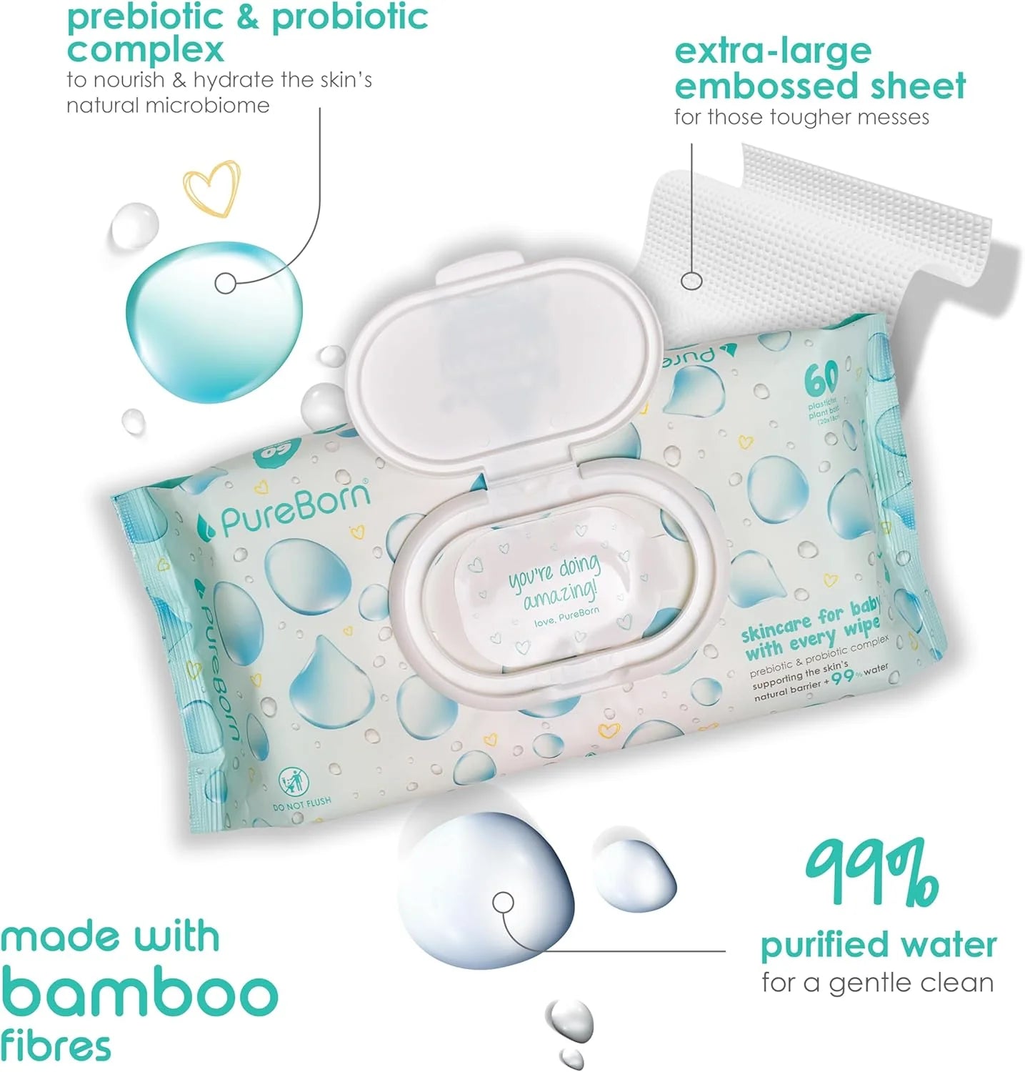 Pureborn - Moisture Water Wipes