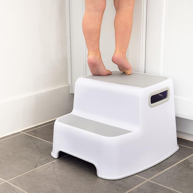 Ubbi - 2 Step Stool - white&Gray - Bath Time