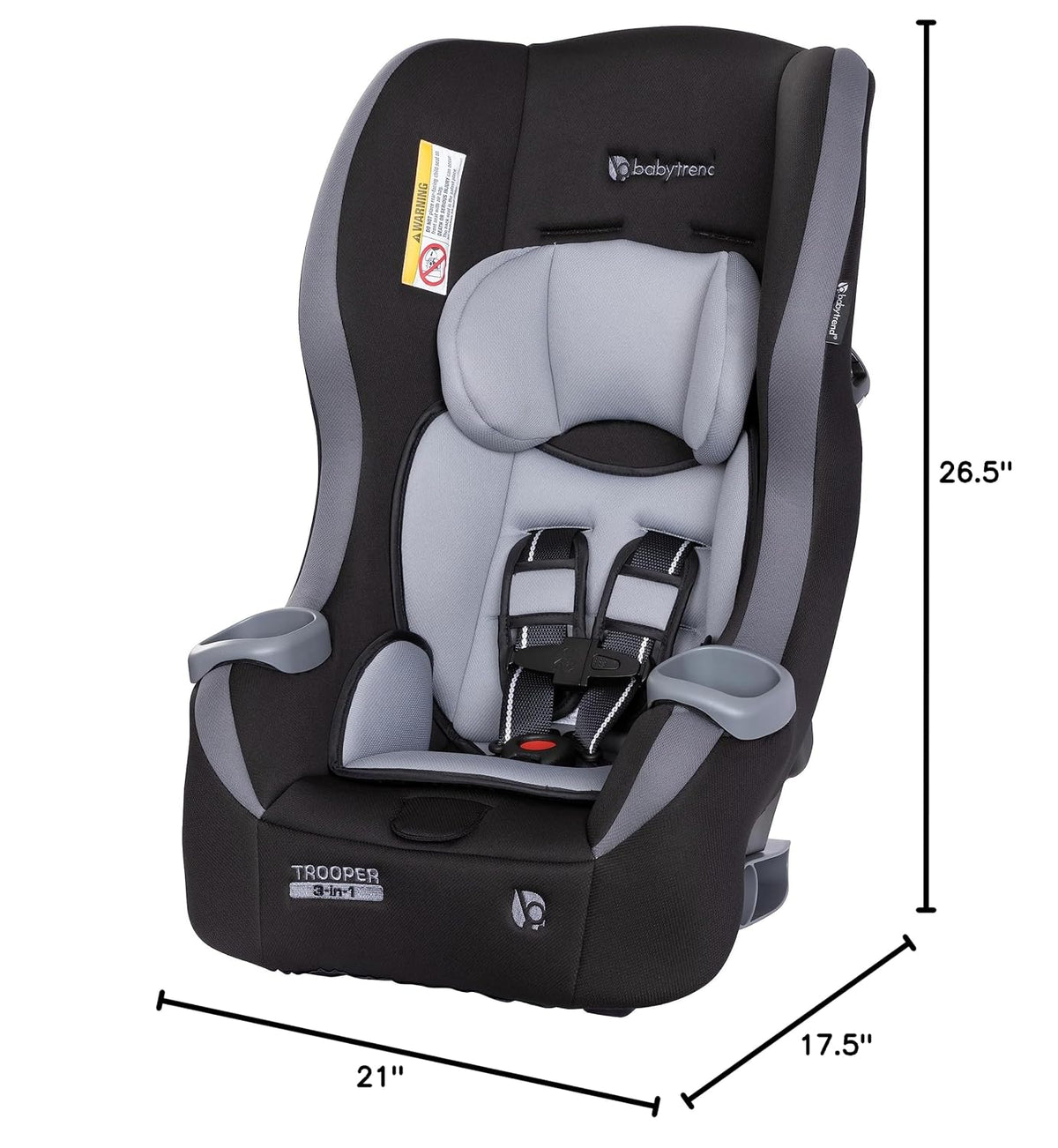 BabyTrend - Trooper Slim 3-in-1 - Convertible Car Seat - Dash Black