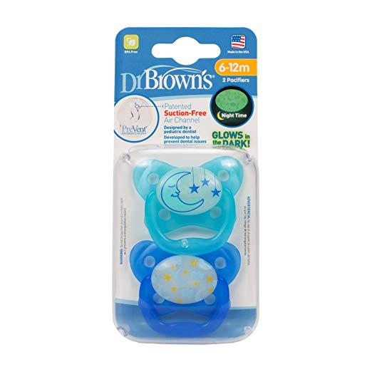 Prevent Soother Glow In The Dark Stage 2 (6-12m) , 2 Pack, Blue