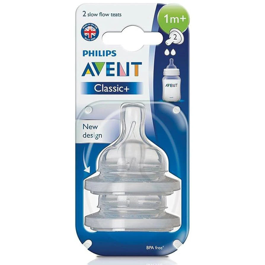 Avent - 2 Classic+ Teats Slow Flow 2 holes - 1m+