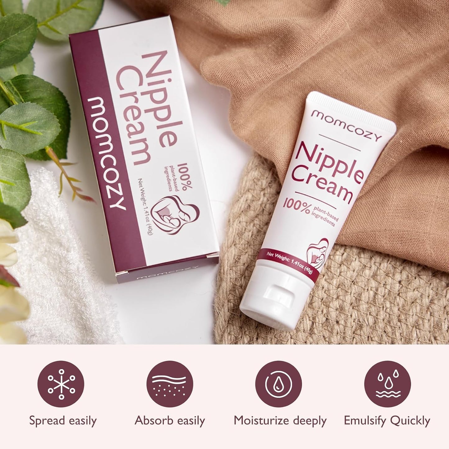 Momcozy - Nipple Cream Vegan - Lanolin-Free - Butter Natural