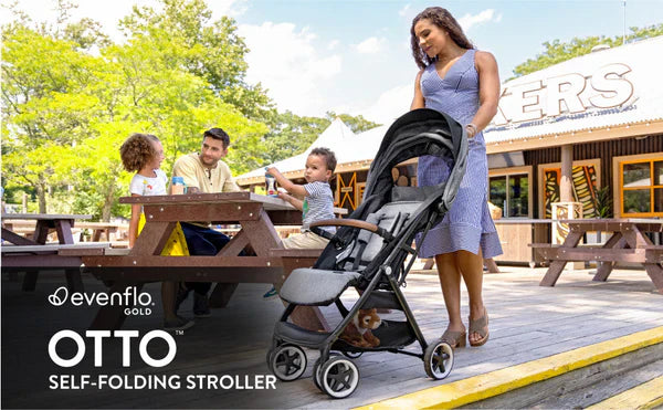 EVENFLO GOLD OTTO SELF-FOLDING TRAVEL STROLLER MOONSTONE GRAY