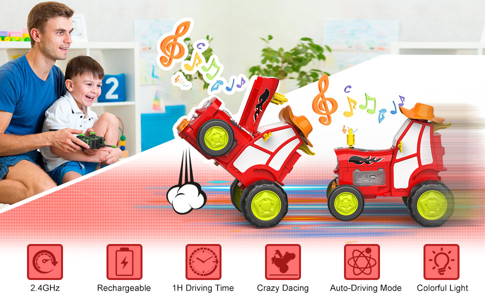 Tumama Kids - Crazy Jumping Car With Led Light - Music&Reachargeable Battery
