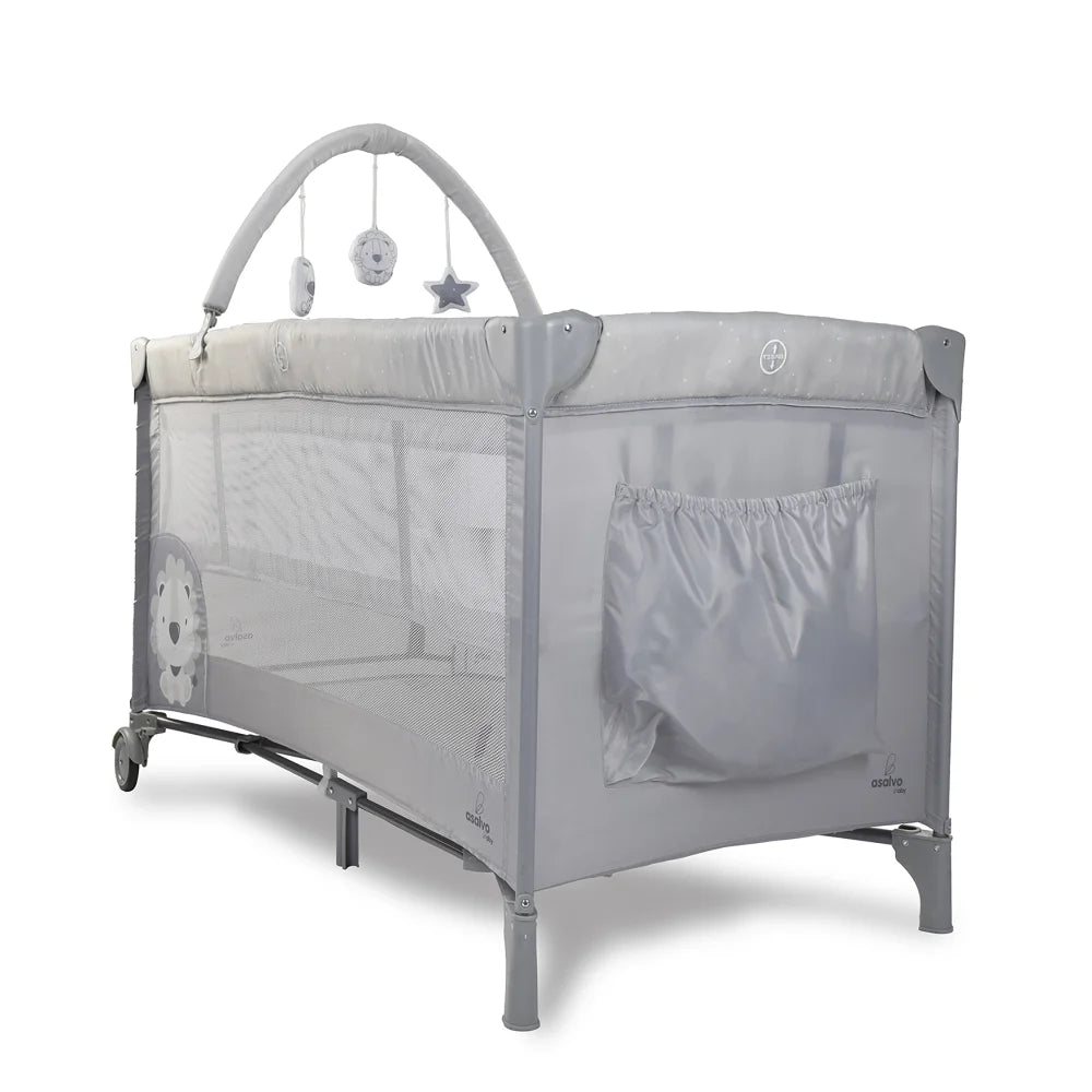 Asalvo - Travel Cot Complet Duo - Baby Lion Grey