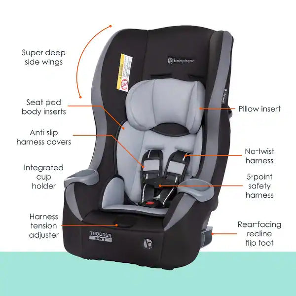 BabyTrend - Trooper Slim 3-in-1 - Convertible Car Seat - Dash Black