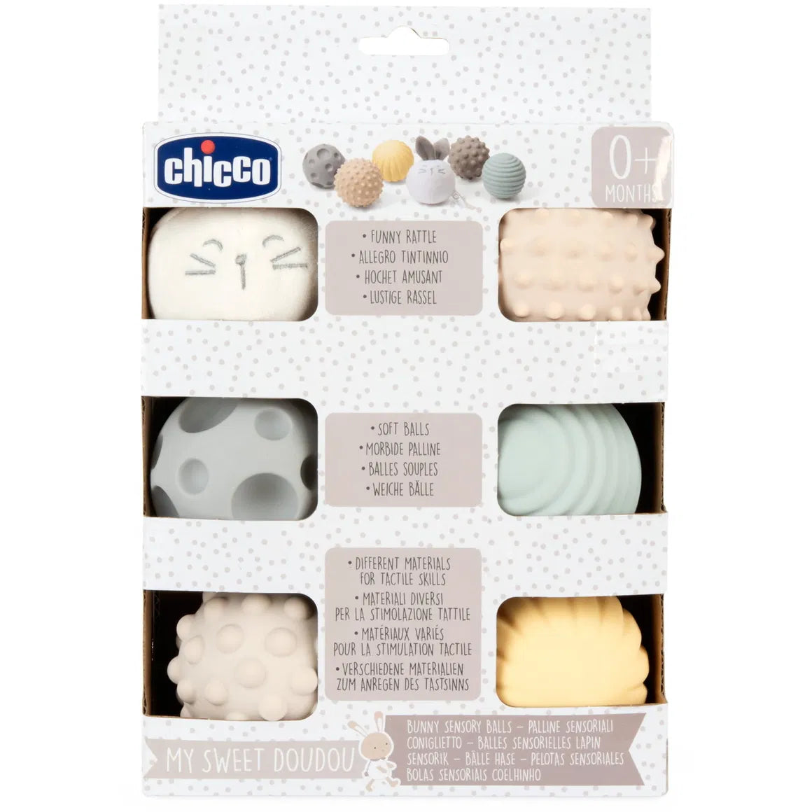 Chicco - Bunny Sensory Balls - White & Grey